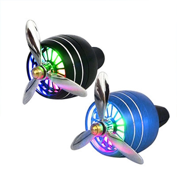 2 db autós légfrissítő ventilátorral, LED aromaterápiás diffúzorral, fekete és kék színekben