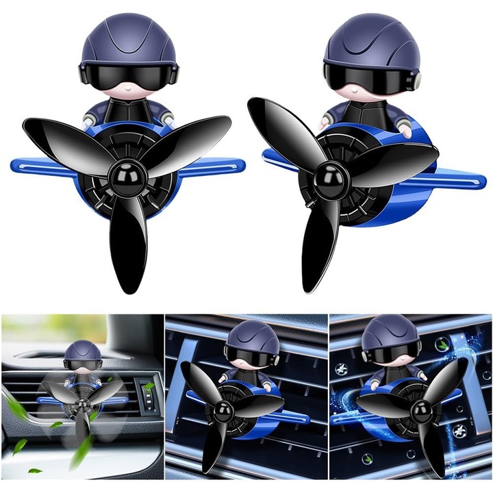 Set 2 Odorizante auto Pilot Avion, design retro, negru, usor de instalat