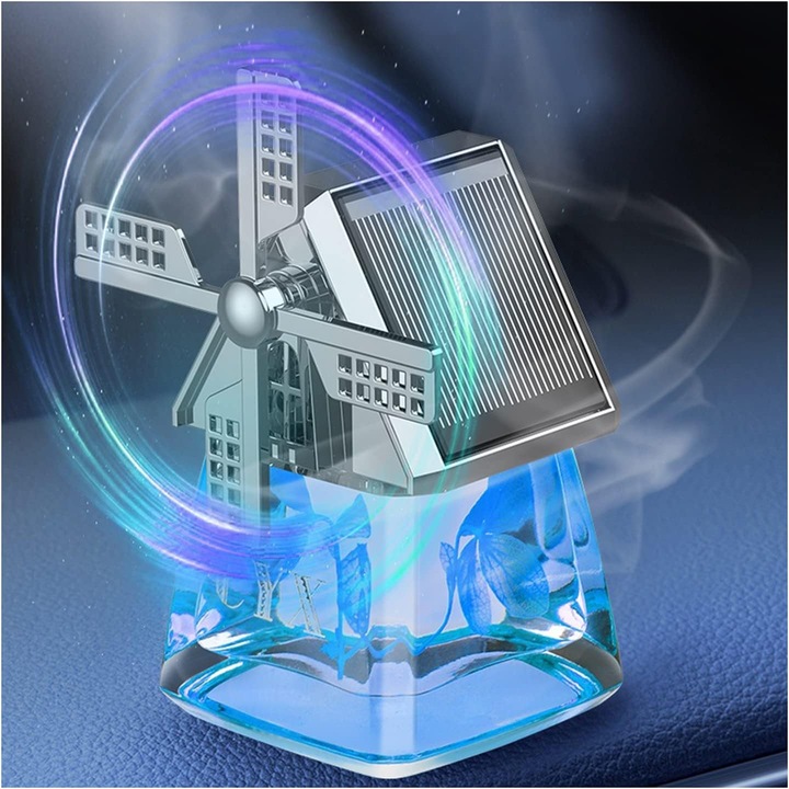 Autó illatosító, szélkerék design, szolár aromaterápia, kék, kompakt méretek