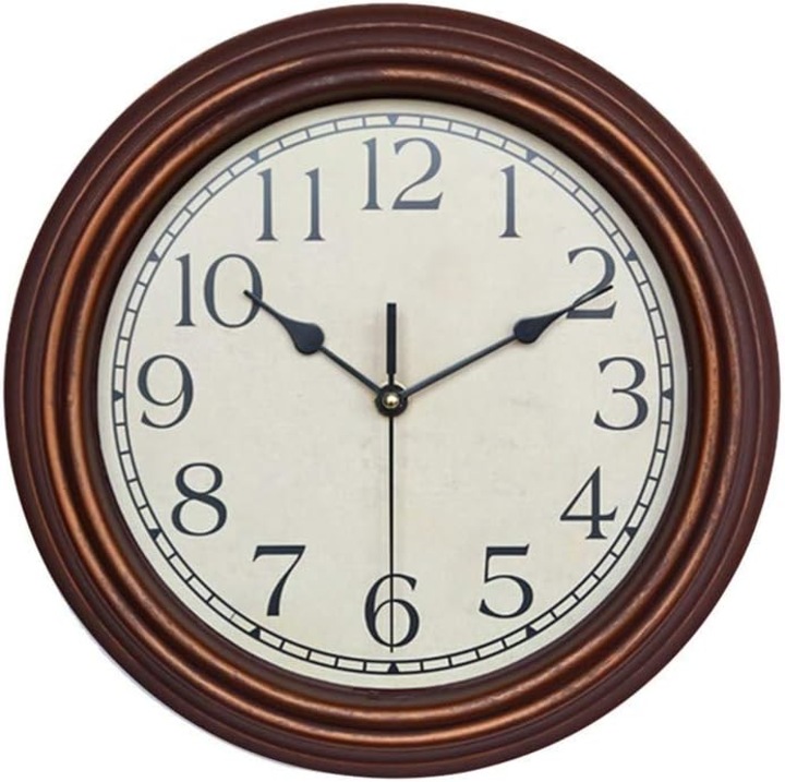 Ceas decorativ retro, 30cm, mecanism silentios, cadran bej, cu suport de prindere