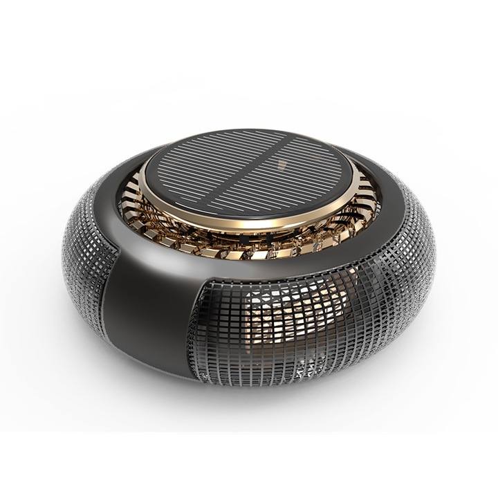 Autó illatosító, szolár aromaterápiás diffúzor, retro design, fekete, 2 aromaterápiás tablettával