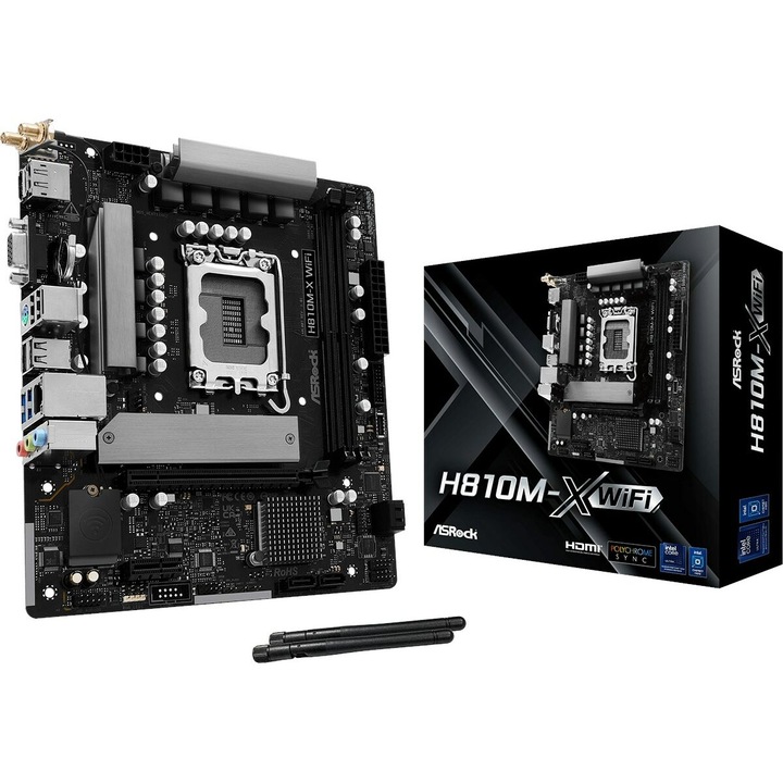 Дънна платка ASRock H810M-X WIFI, компактен размер, с WiFi