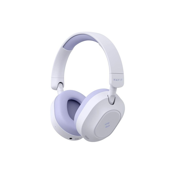 Casti fara Fir Bluetooth 5.4, Noise Cancelling, Multipoint, Hi-Res, 500mAh, Type-C - Havit (H668BT) - Purple