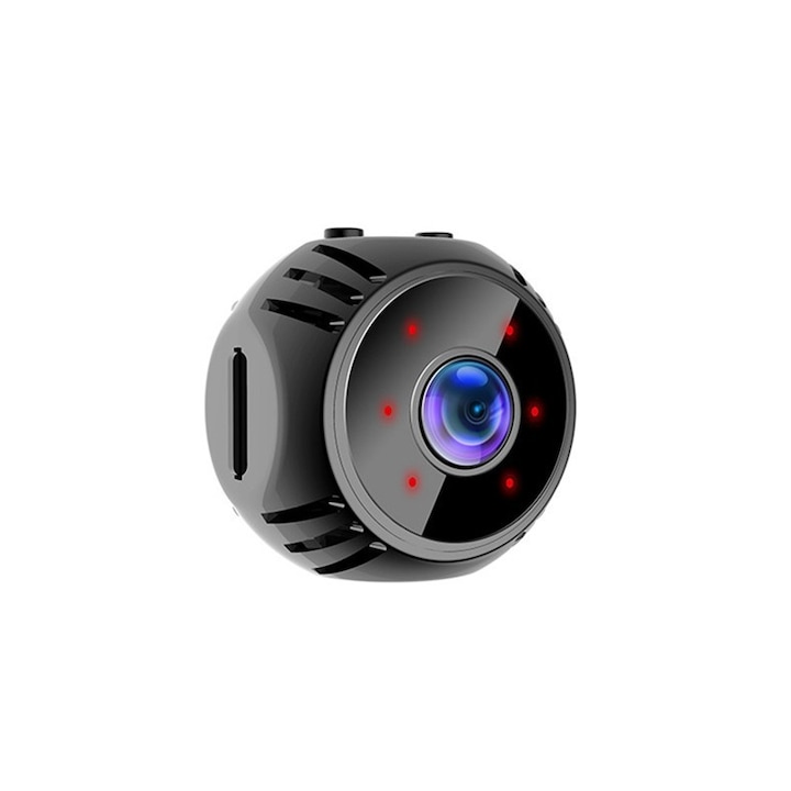 Camera spion mini HD 1080p, noapte, detectie miscare, wireless, 120° lentila, acumulator, 2.4 GHz