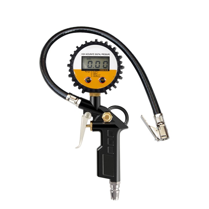 Manometru digital pentru presiunea anvelopelor, 220 lb/po2, ecran LCD iluminat, design ergonomic
