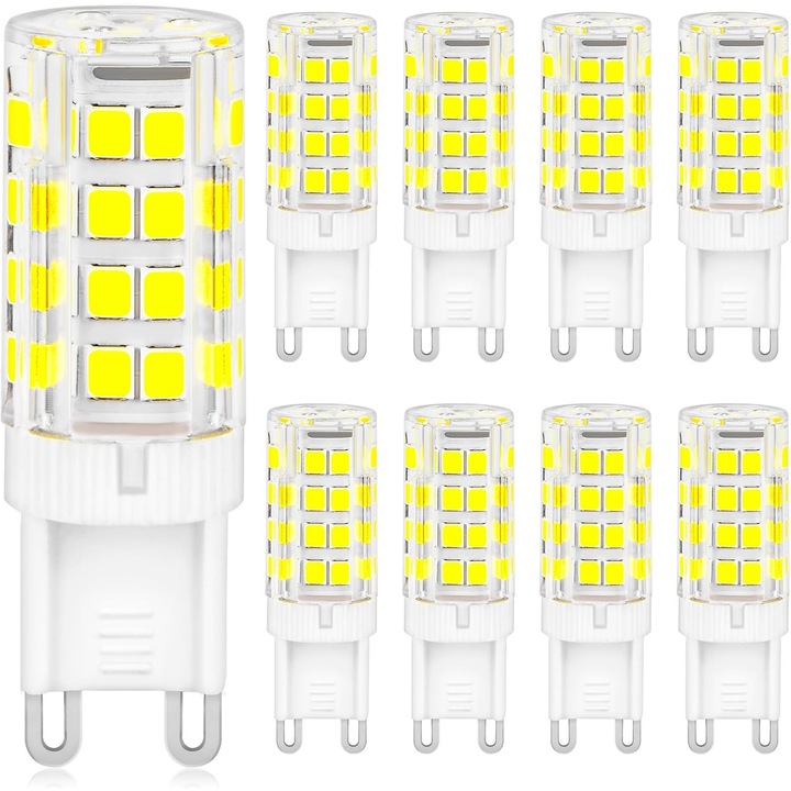 Becuri LED G9, 500 lumeni, 6000K Alb Rece, 5W echivalent 50W Halogen, set de 2 bucati