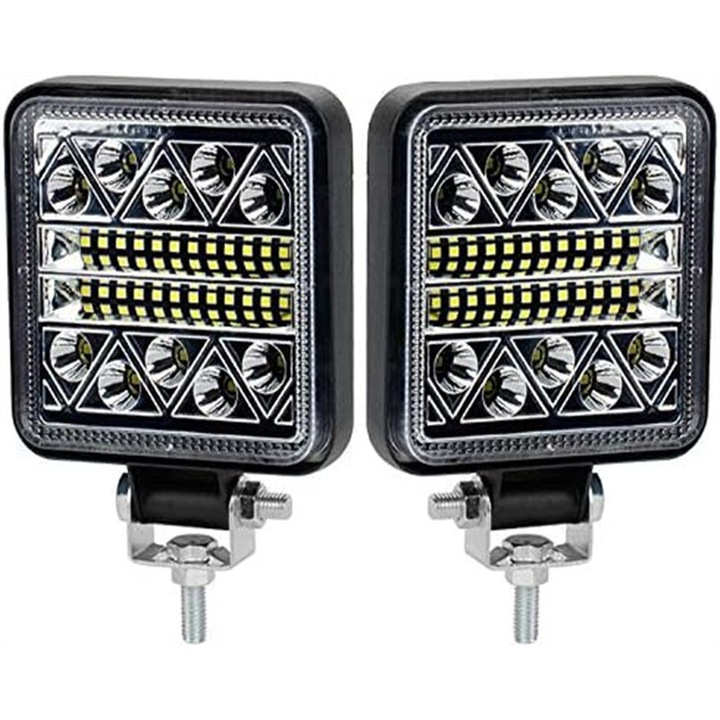 Set de 2 proiectoare LED 102 W, 15 000 lm, 9-30V, pentru camion, tractor, SUV, impermeabile, anti-soc