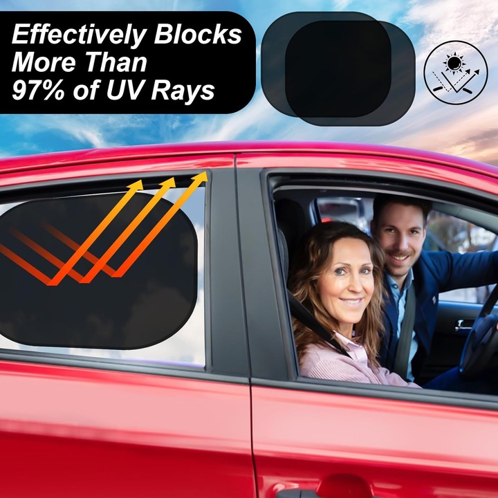 Parasolare auto, set 2 bucati, universal, 44x36cm, protectie UV, cu 4 ventuze