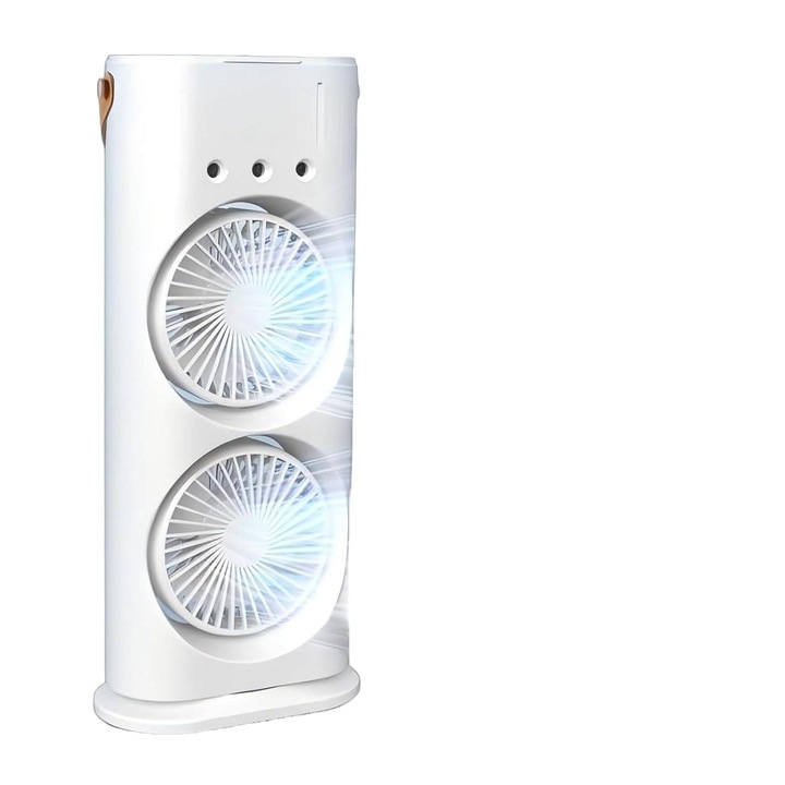 Kétfejes párásító ventilátor, hordozható párásító LED lámpával