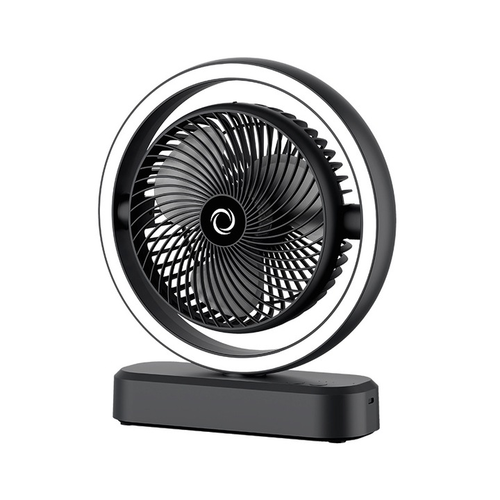 Настолен вентилатор с осветление, 2025, осцилиращ, 3 скорости, компактен, безшумен