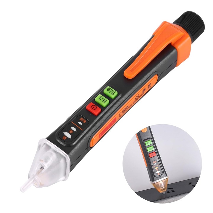 Testor de tensiune fara contact, 12-1000V/48-1000V, cu lampa LED, alarma sonora, aparat de masura si control