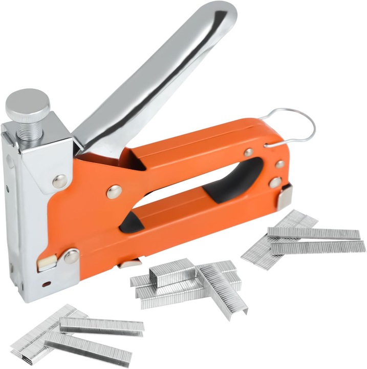 Agrafeuse multifunctionala 3 in 1, 600 agrafe, compatibila cu tip D, U, T, design ergonomic, din otel, pentru diverse materiale