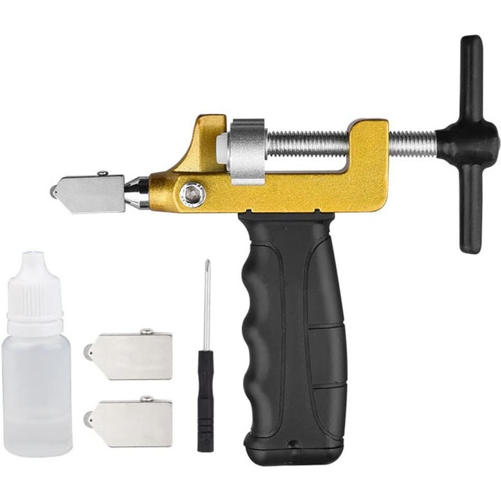 Taietor sticla 2 in 1, multifunctional, pentru sticla si ceramica, 3-15mm, cu ulei, manual