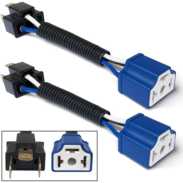 Priza de cablaj H4 9003, ceramica, 2 piese, pentru masina, camion, barca, rezistent la caldura