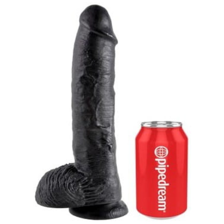 Дилдо King Cock, XXL, 20x5.4 см, Черен, PVC материал, С вендуза