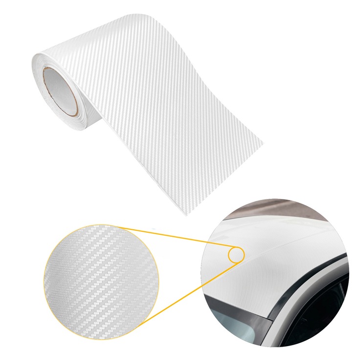 Banda pentru dechromare, structura de carbon, 20 x 300 cm, DecoMeister®, Model Alb, FC003-020-0300S