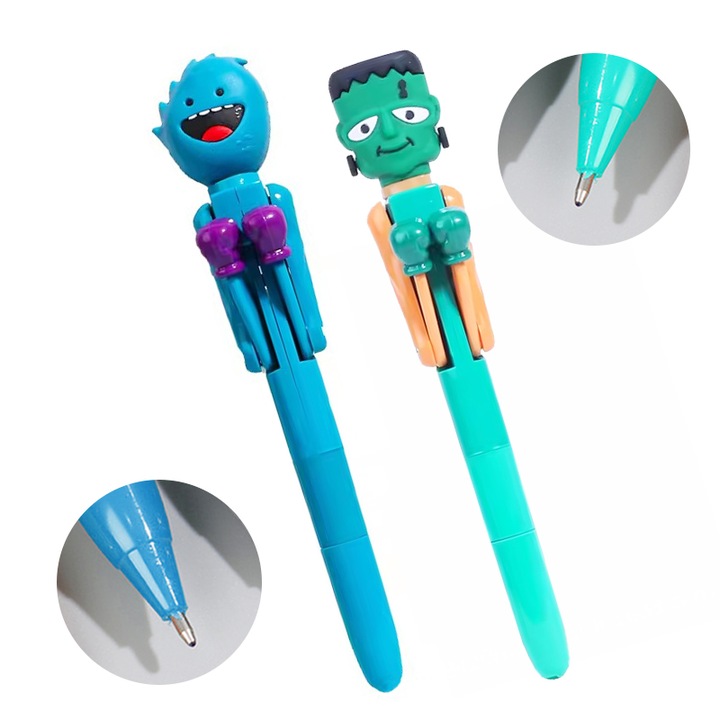 Roller Stylus toll, 2 darabos készlet, dekompressziós boksztoll, ütéshez nyomja meg a kapcsolót, napirendhez, írásbeli célokhoz, iskolai, zöld/kék
