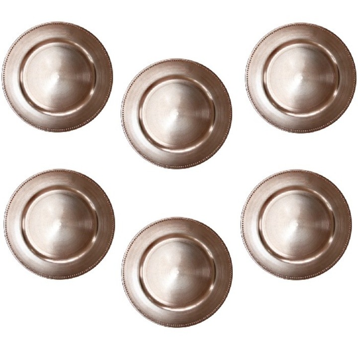 Set 6 farfurii suport RAKI OLD FASHIONED 33cm polipropilena roz/auriu