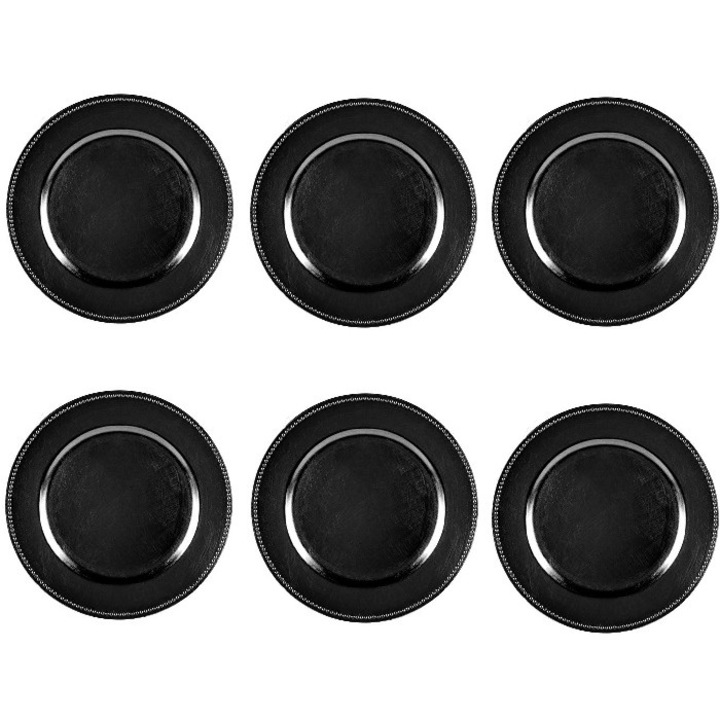 Set 6 farfurii suport RAKI OLD FASHIONED 33cm polipropilena neagra