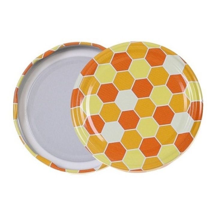 Capac pentru borcane diametru 82mm - Model cu hexagoane colorate, pachet 50 bucati
