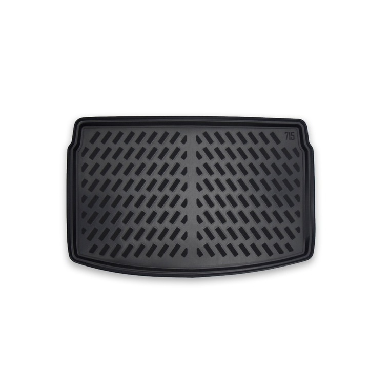 Prémium tálcás csomagtartó szőnyeg, kifejezetten a 2017 utáni Volkswagen Polo MK6 magasított csomagtartós ferdehátú modellhez.