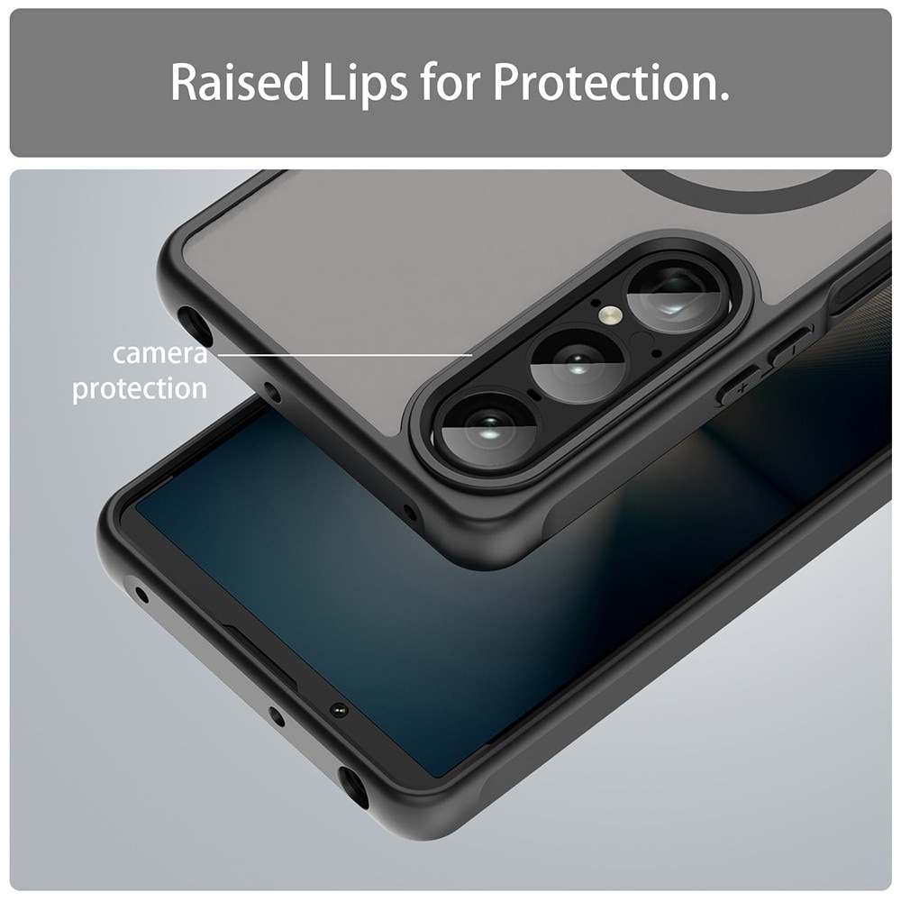 Husa pentru Sony Xperia 1 VIII Comari® Pulse, compatibila MagSafe, protectie anti-soc, bumpere ranforsate, finisaj mat antiamprenta, spate translucid, Negru
