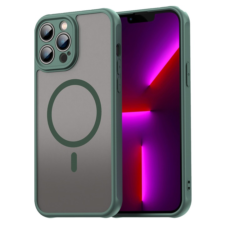 Husă telefon Techsuit HaloFrost II MagSafe, Policarbonat, TPU, Verde, pentru iPhone 13 Pro Max