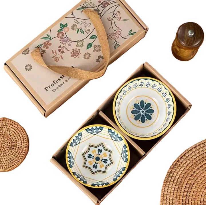 Set 2 boluri ceramic, model nordic elegance, multicolor