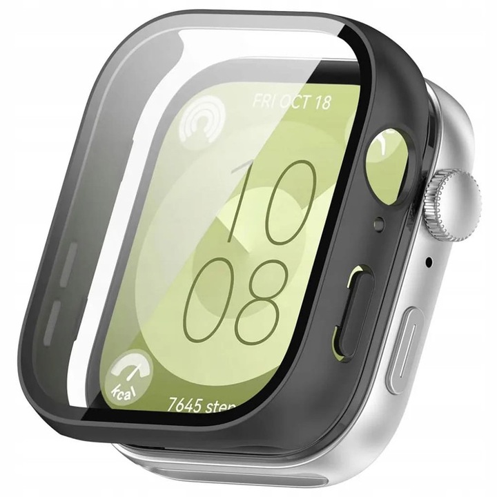 Husa Protectie pentru Huawei Watch Fit 3 + Folie, T43, Lexgard, Deep Dark