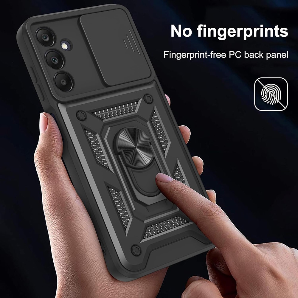 Husa pentru Samsung Galaxy A17 Ring Armor Kickstand Tough Rugged Cover cu protectie camera Negru