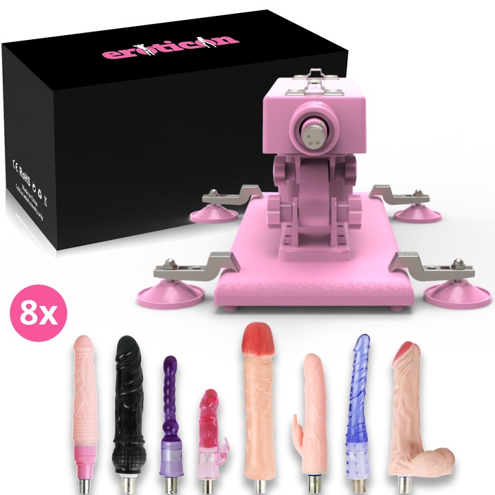 Секс машина с 8 дилда за анална, вагинална и клиторна стимулация Reid Unisex Sex Machine, мощна, регулируем ъгъл на тласък, автоматична машина за върховно удоволствие