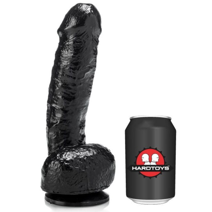 Реалистичен дилдо HardToys, 20x5.5 см, С вендуза, Черен