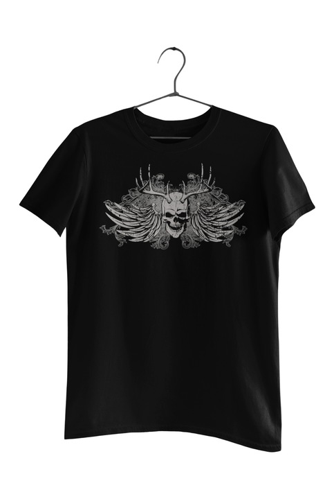 Malfini póló, csontváz angyal, Fekete