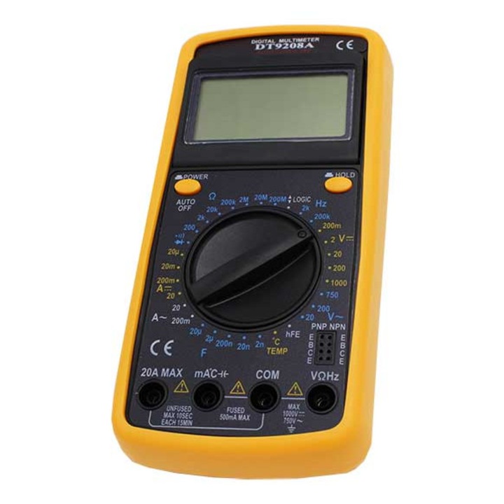 Multimetru, Alien, 9208 A, măsurare temperatură, 200mV-1000V, 186x86x33 mm