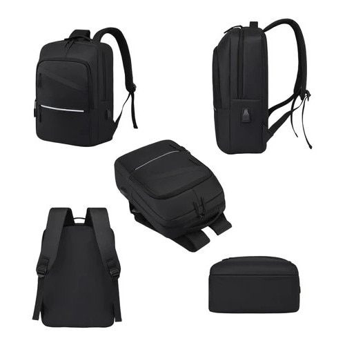 Rucsac laptop 15.6", Genetic, compartiment anti-soc, port USB, negru