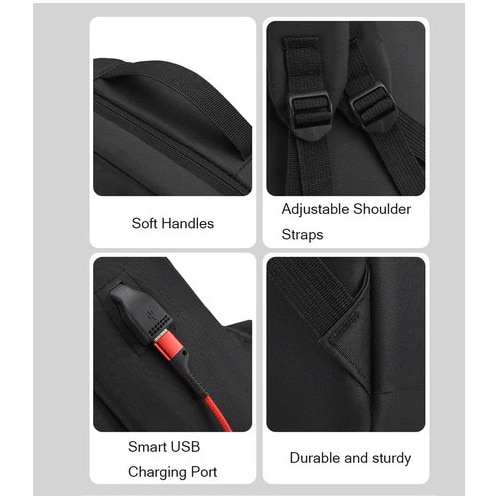 Rucsac laptop 15.6", Genetic, compartiment anti-soc, port USB, negru