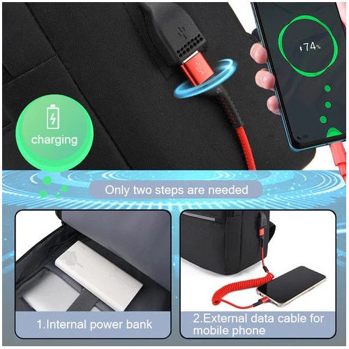 Rucsac laptop 15.6", Genetic, compartiment anti-soc, port USB, negru