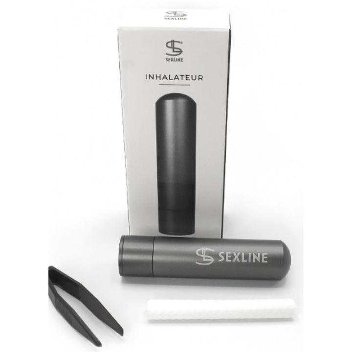 Инхалатор за ароматерапия Sexline, алуминий, черен, 7x1.5 см