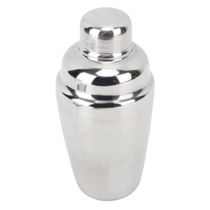 Shaker cocktail inox 350 ml, cu sita integrata, argintiu