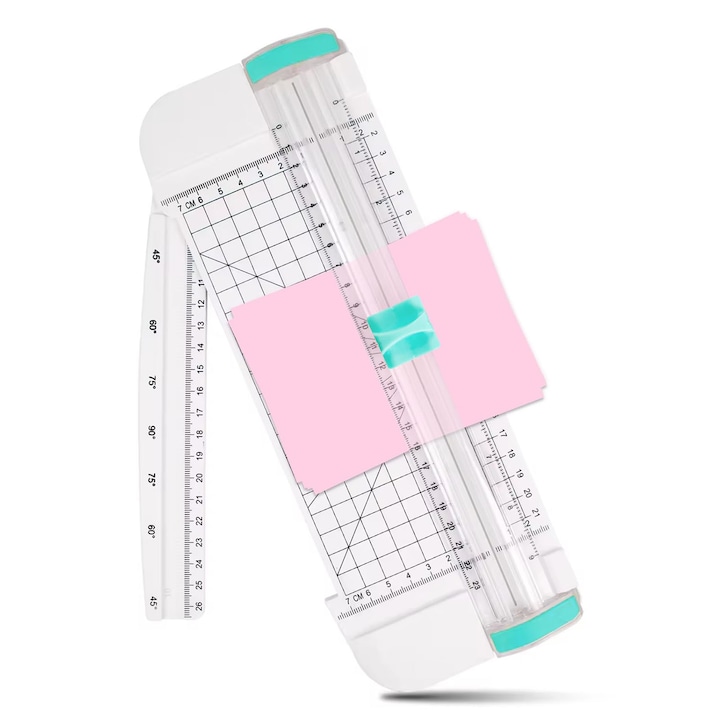 Trimmer, TREXORA, cu blocare automata de siguranta, lame duale, 30x13cm, capacitate de taiere 12 coli, culoare verde menta