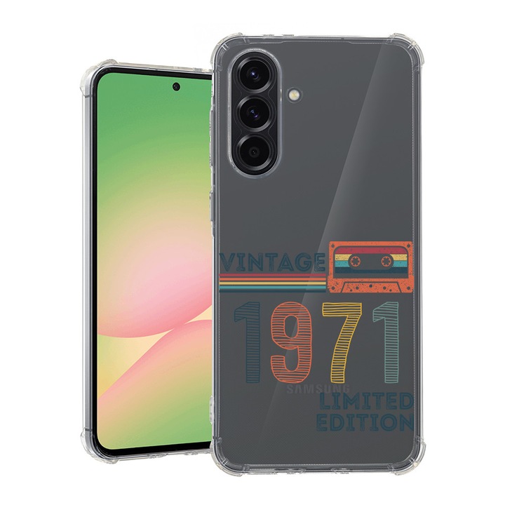 BestCase® Husa pentru Samsung Galaxy A55, Anti Shock 1.5MM, Limited Edition 1971 - Vintage Tape, Protectie camera si ecran, 1745010 AS 1967