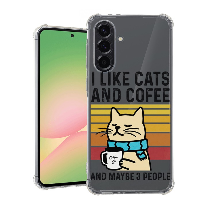 BestCase® Husa pentru Samsung Galaxy A56, Anti Shock 1.5MM, Cats And Cofee, Protectie camera si ecran, 1926361 AS 1851