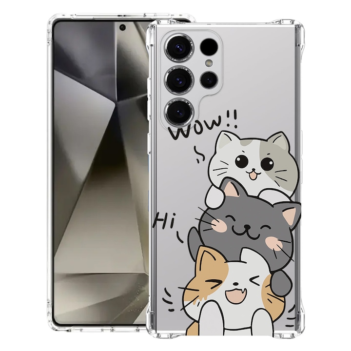 BestCase® Husa Anti Shock 1.5mm Compatibila cu Samsung Galaxy S26 Ultra, Cat Wow, Reinforced 4 Corners, 3128363 AS 1855