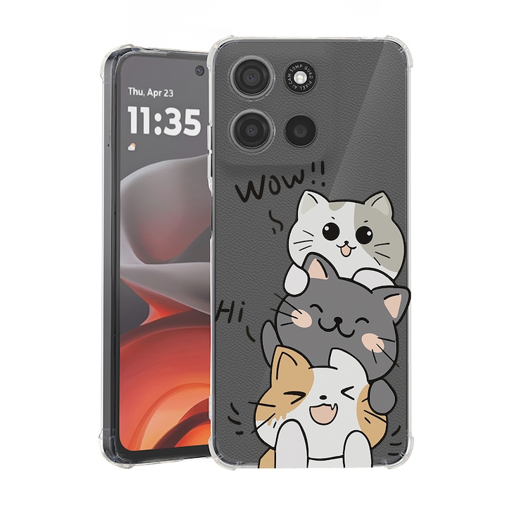 BestCase® Husa pentru Motorola Moto G15, Anti Shock 1.5MM, Cat Wow, Protectie camera si ecran, 1926358 AS 1855