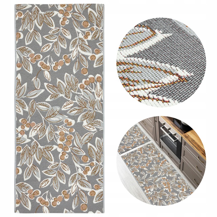 Covor, E-Floor, Selena, 80 Cm X 200 Cm, Gri, Polipropilen, Rezistenta La Conditii Meteorologice, Certificat Oeko-Tex, Model Frunze