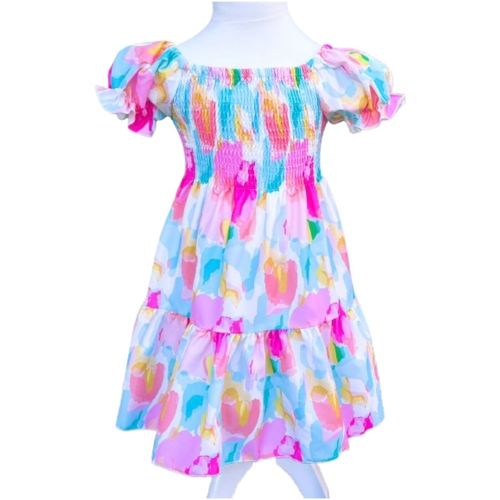 Rochita Fetita cu Imprimeu Unicorn Stil Casual de Vara, Multicolor