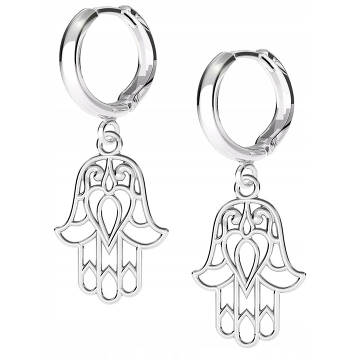 Fülbevaló nőknek, Larezo, Gondviselés keze, 925 ezüst, antiallergén, angol zár, 22 mm, nőknek, prémium ékszerdobozos szett, ezüst szín