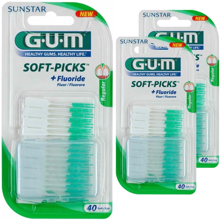 Set, periute interdentare GUM Soft Picks Regular, 3 pachete