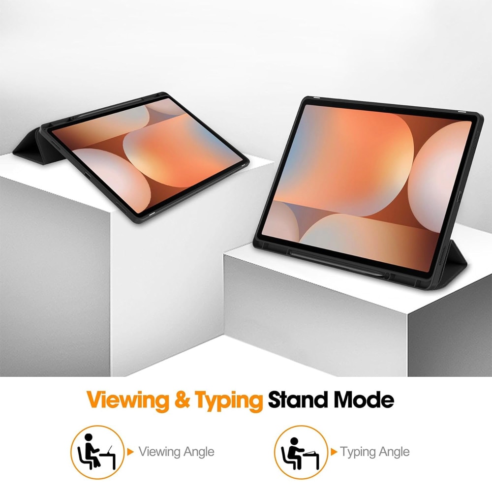 Husa Tableta din piele PU pentru Samsung Galaxy Tab S10 Ultra (14.6 inch), Protectie Completa 360, Interior Catifea, Functie de Stand, Display Protejat, Smart Cover, Colturi Anti-Soc, Negru