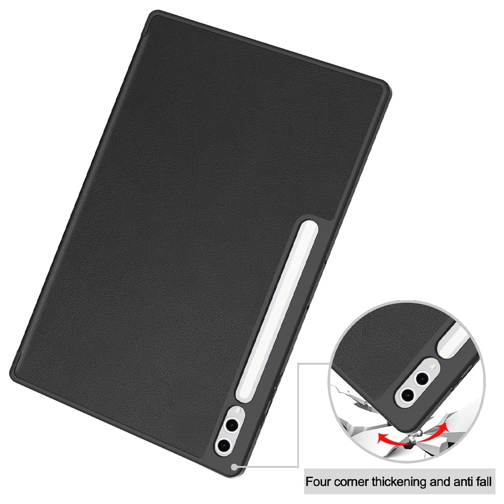 Husa Tableta din piele PU pentru Samsung Galaxy Tab S10 Ultra (14.6 inch), Protectie Completa 360, Interior Catifea, Functie de Stand, Display Protejat, Smart Cover, Colturi Anti-Soc, Negru
